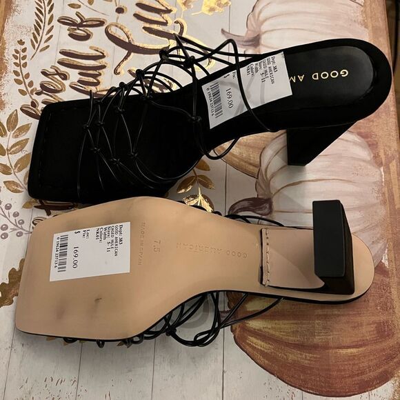 GOOD AMERICAN BLACK NEOPRENE CAGED MULE - Picture 5 of 6